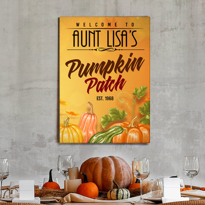 Pumpkin Patch Sign VII canvas by Tailored Canvases, orange with pumpkin illustrations on Tampa Home & Garden Store