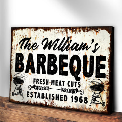 BBQ Sign IV canvas by Tailored Canvases rustic distressed print with bold BARBECUE lettering on Tampa Home & Garden Store