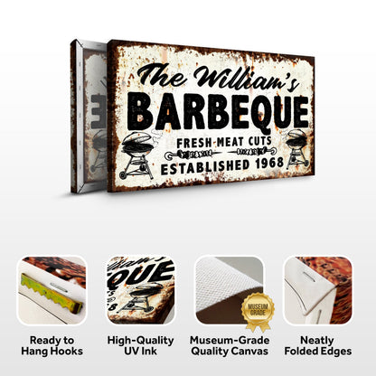 BBQ Sign IV canvas by Tailored Canvases, distressed rusty vintage barbecue sign design on Tampa Home & Garden Store