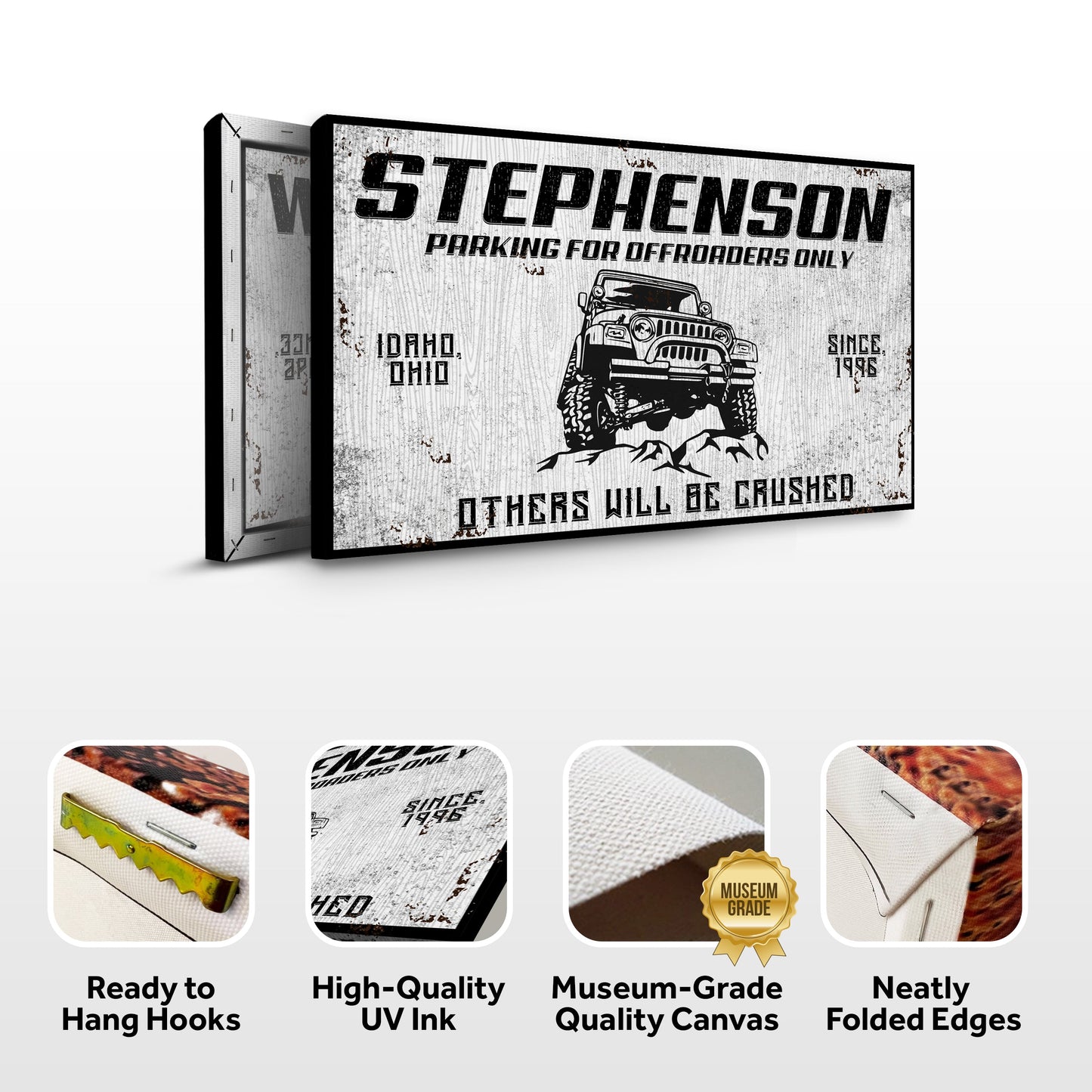 Jeep sign canvas Parking For Offroaders Only by Tailored Canvases, rugged vintage craft on Tampa Home & Garden Store