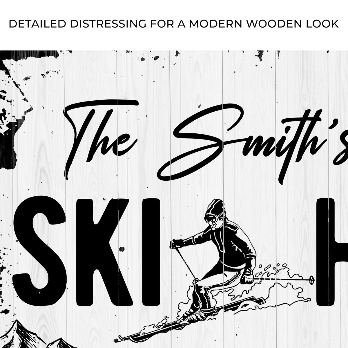 Ski House Sign canvas by Tailored Canvases with black cursive script on Tampa Home & Garden Store