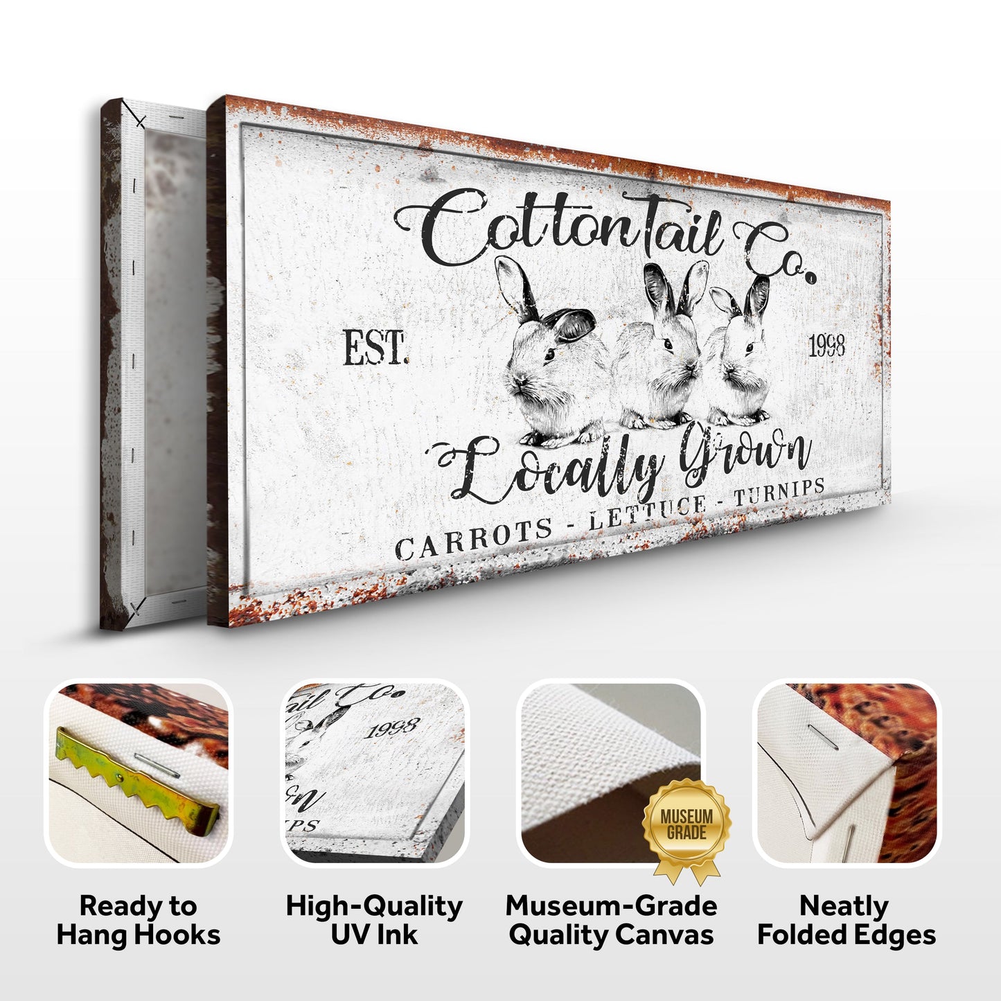 Vintage Cottontail Co Easter Sign III canvas distressed white by Tailored Canvases on Tampa Home & Garden Store