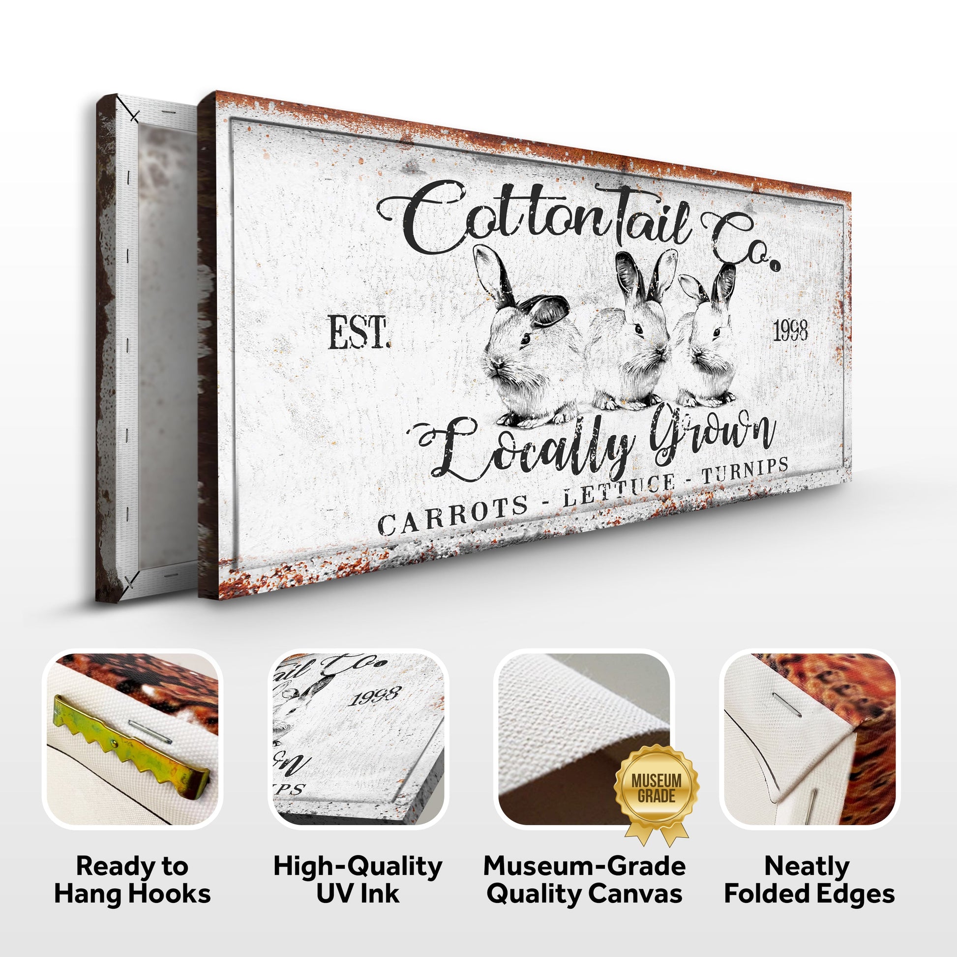 Vintage Cottontail Co Easter Sign III canvas distressed white by Tailored Canvases on Tampa Home & Garden Store