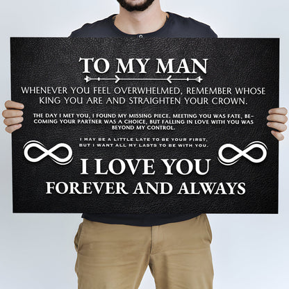 To My Man Father's Day Gift Sign II canvas by Tailored Canvases with white text on black background on Tampa Home & Garden Store