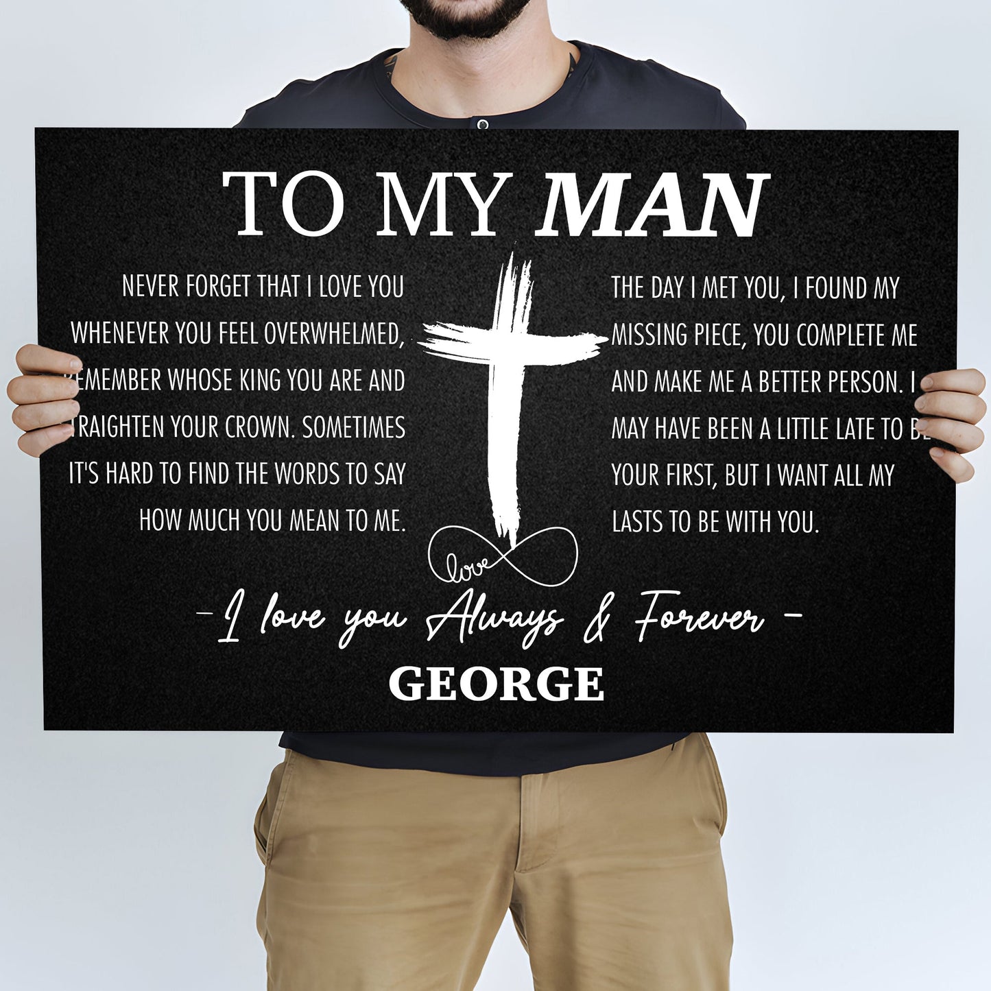 To My Man Father's Day Gift Sign canvas with white lettering on black by Tailored Canvases on Tampa Home & Garden Store