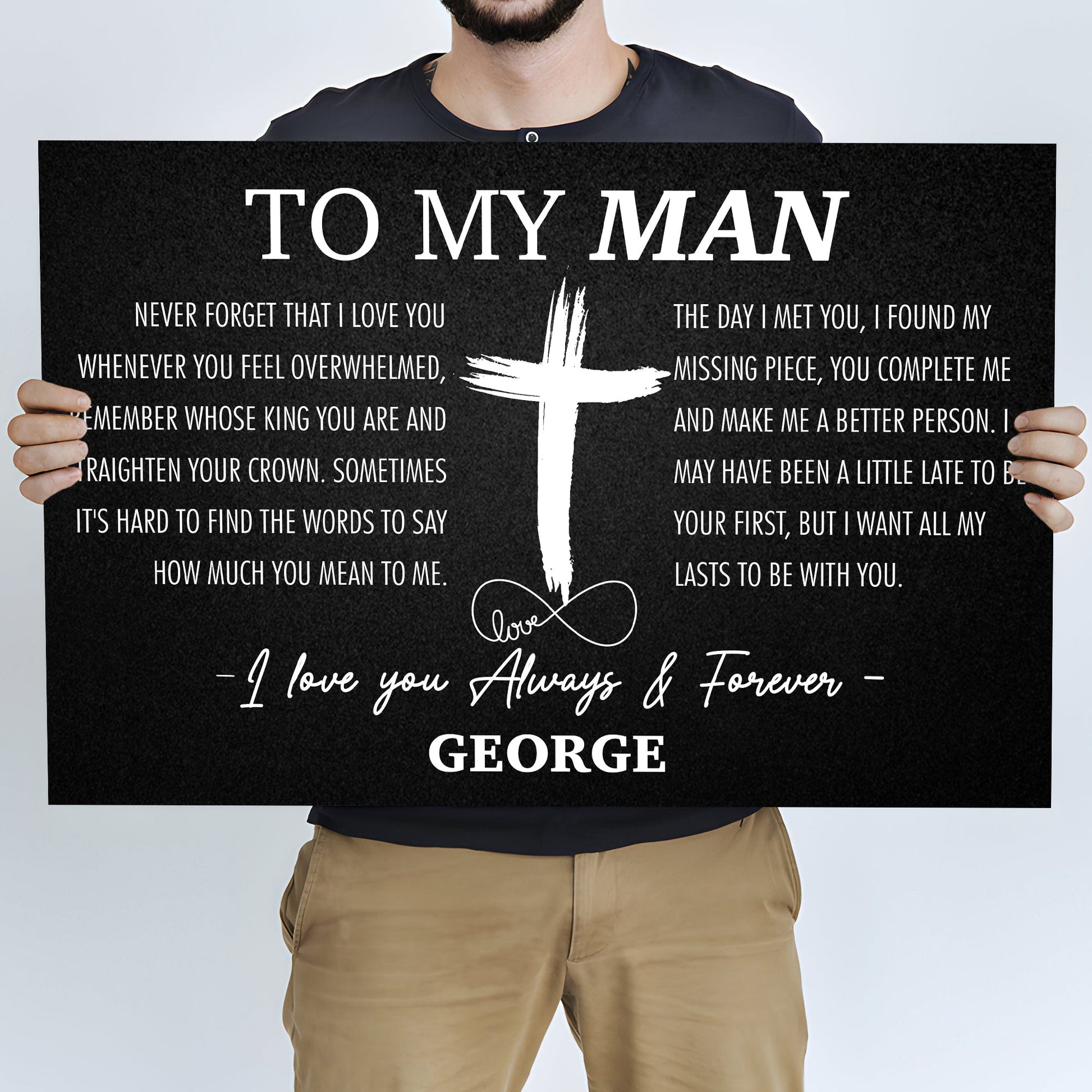 To My Man Father's Day Gift Sign canvas with white lettering on black by Tailored Canvases on Tampa Home & Garden Store