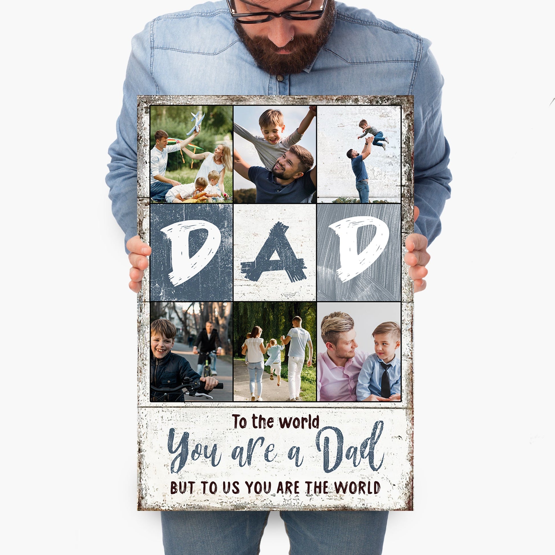 To Us You Are The World Father's Day Gift Sign canvas collage panels Tailored Canvases on Tampa Home & Garden Store