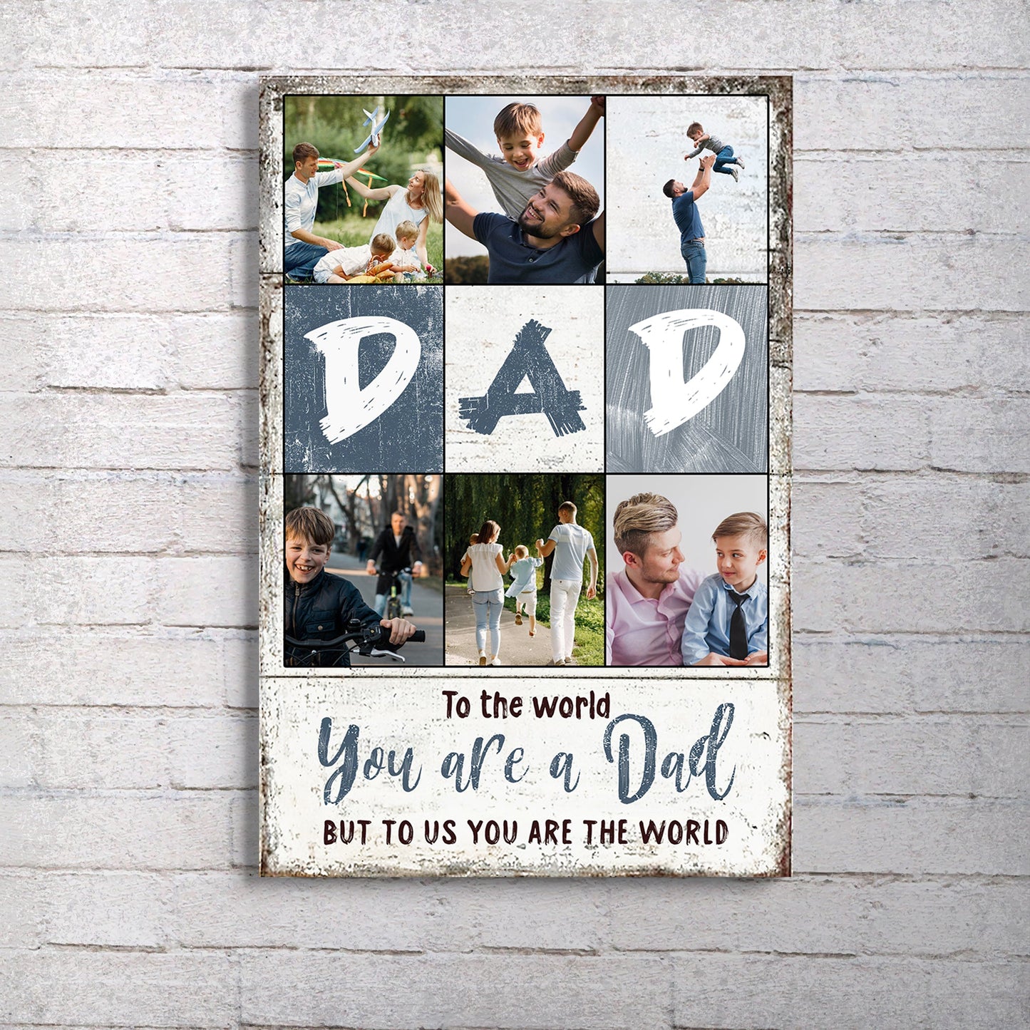 Canvas collage sign by Tailored Canvases with family photos and DAD lettering on Tampa Home & Garden Store