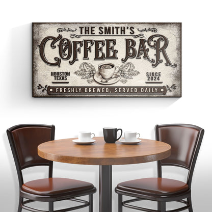 Coffee Bar Sign X canvas crafting wall art by Tailored Canvases with vintage coffee motif on Tampa Home & Garden Store
