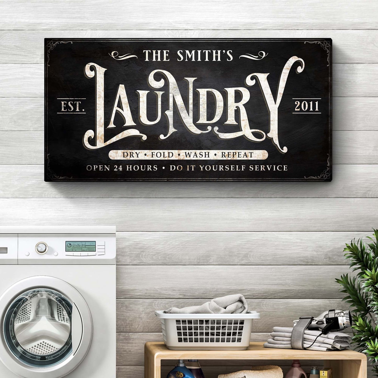 Laundry Sign IV canvas art with vintage blackboard design and cream LAUNDRY typography on Tampa Home & Garden Store