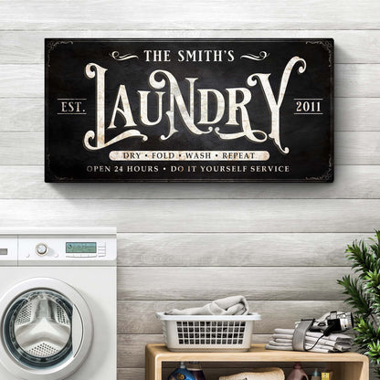 Laundry Sign IV canvas art with vintage blackboard design and cream LAUNDRY typography on Tampa Home & Garden Store