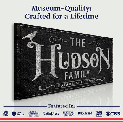 Gothic Sign IV canvas by Tailored Canvases with black textured surface and light lettering on Tampa Home & Garden Store