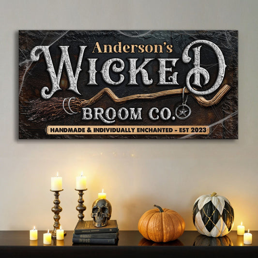 Personalized Wicked Halloween Sign II canvas by Tailored Canvases with weathered lettering on Tampa Home & Garden Store
