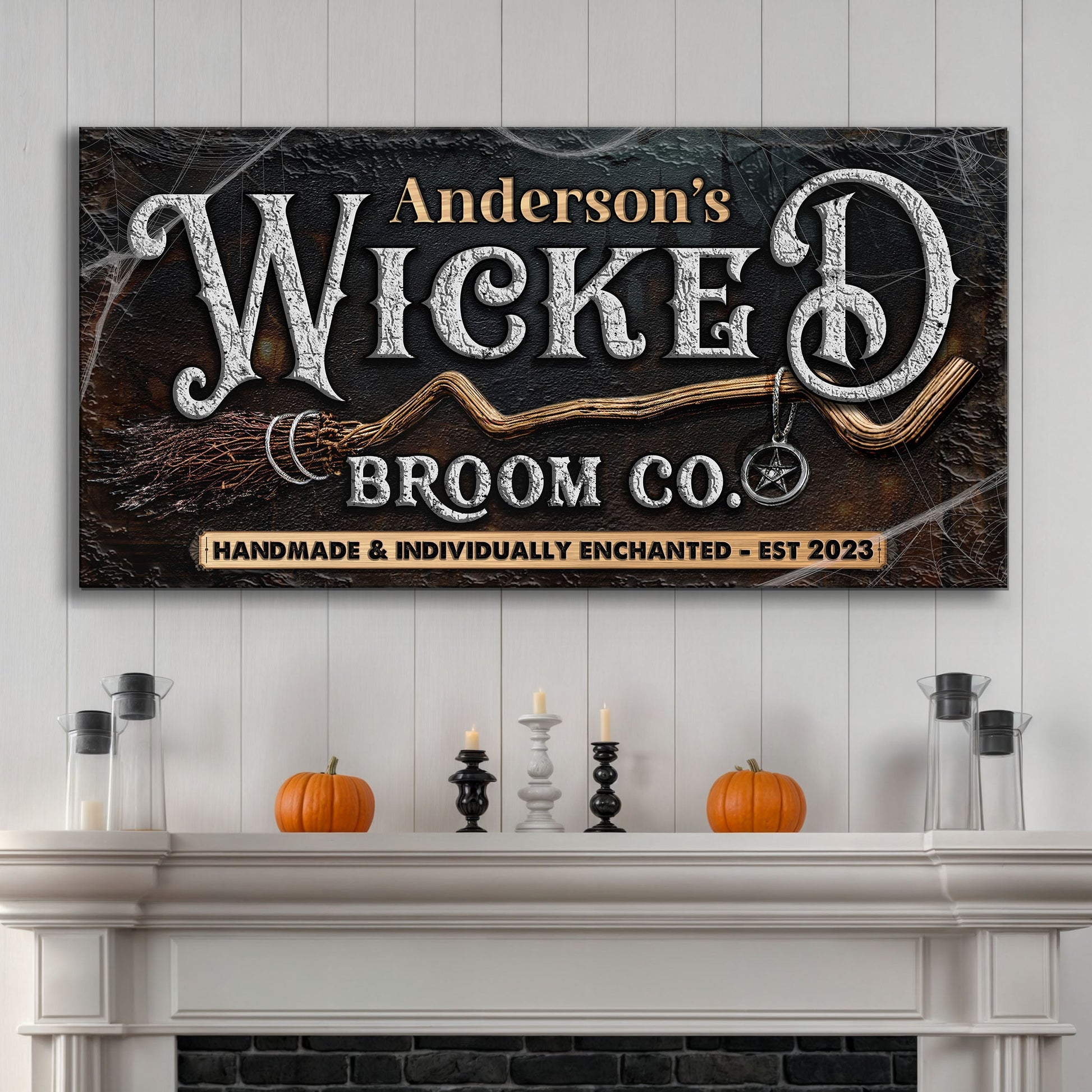 Wicked Halloween Sign II canvas by Tailored Canvases with white lettering on dark background on Tampa Home & Garden Store