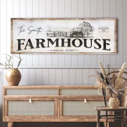 Rustic Farmhouse Sign III canvas by Tailored Canvases with distressed white wood look on Tampa Home & Garden Store