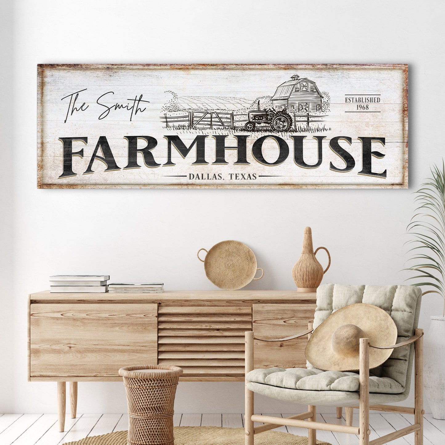Canvas Rustic Farmhouse Sign III Tailored Canvases barn tractor weathered wood on Tampa Home & Garden Store