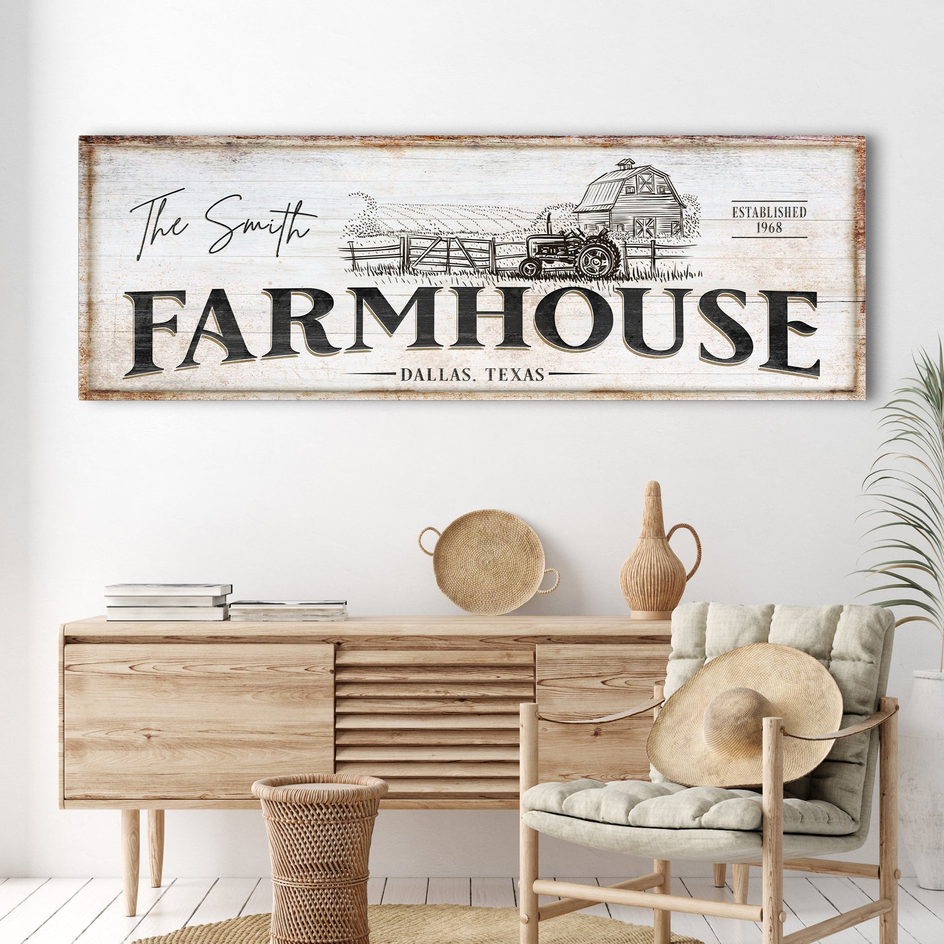 Canvas Rustic Farmhouse Sign III Tailored Canvases barn tractor weathered wood on Tampa Home & Garden Store