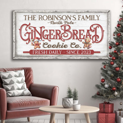 Classic Bakery Sign canvas by Tailored Canvases with distressed white frame and red Gingerbread on Tampa Home & Garden Store