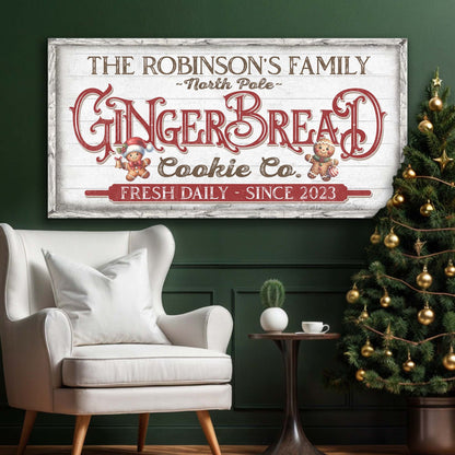 Classic Bakery Sign canvas by Tailored Canvases; white distressed frame, red brown typography on Tampa Home & Garden Store