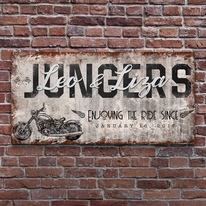 Enjoy the Bike Ride Sign canvas with vintage motorcycle graphic on distressed beige background on Tampa Home & Garden Store