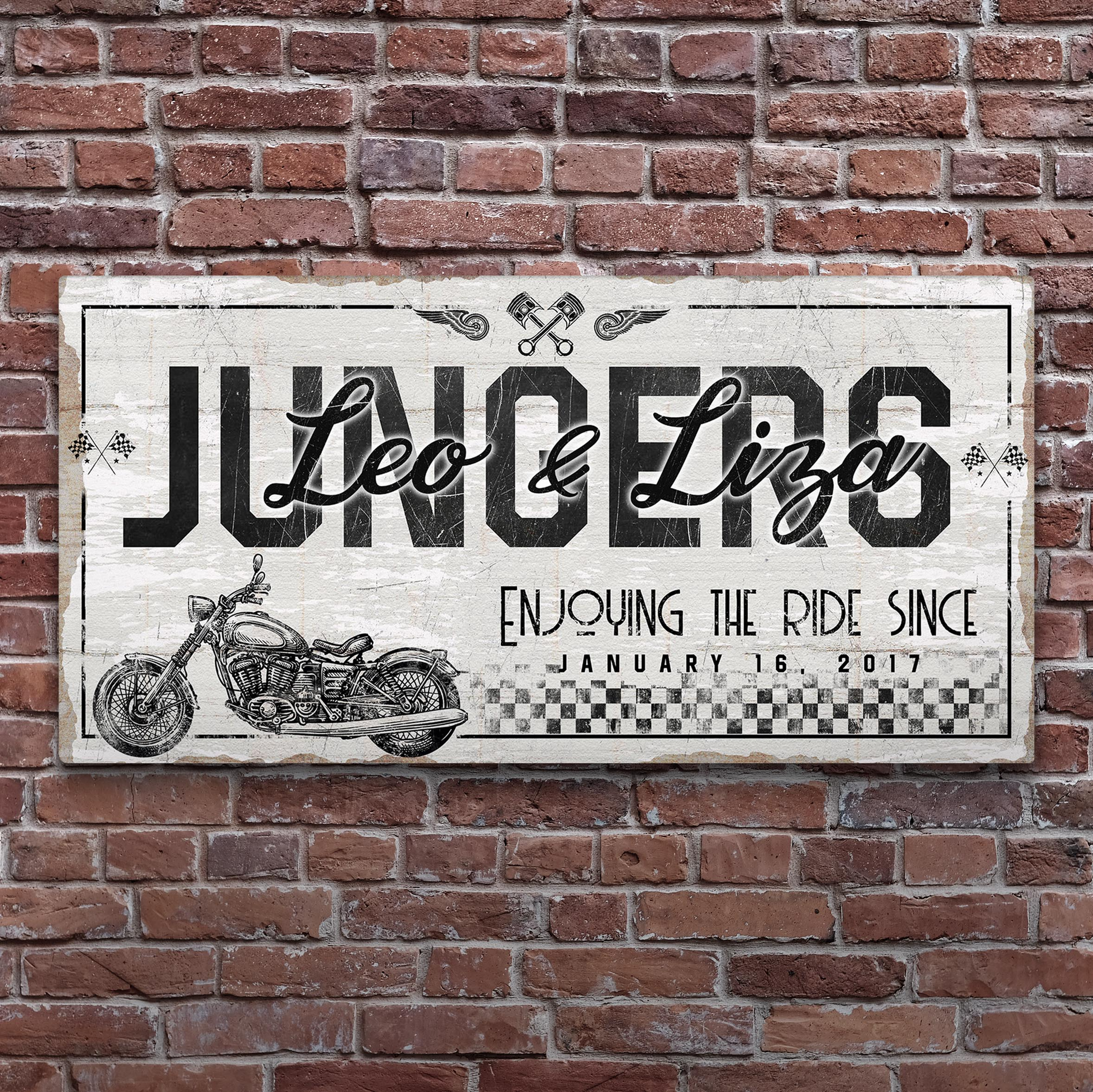 Enjoy the Bike Ride sign canvas with vintage motorcycle illustration Tailored Canvases on Tampa Home & Garden Store