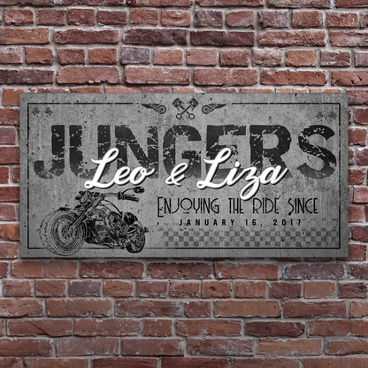 Bike Ride Sign canvas with vintage motorcycle art on a distressed panel Tailored Canvases on Tampa Home & Garden Store