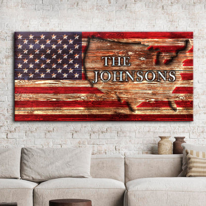 Rustic American Flag Name Sign