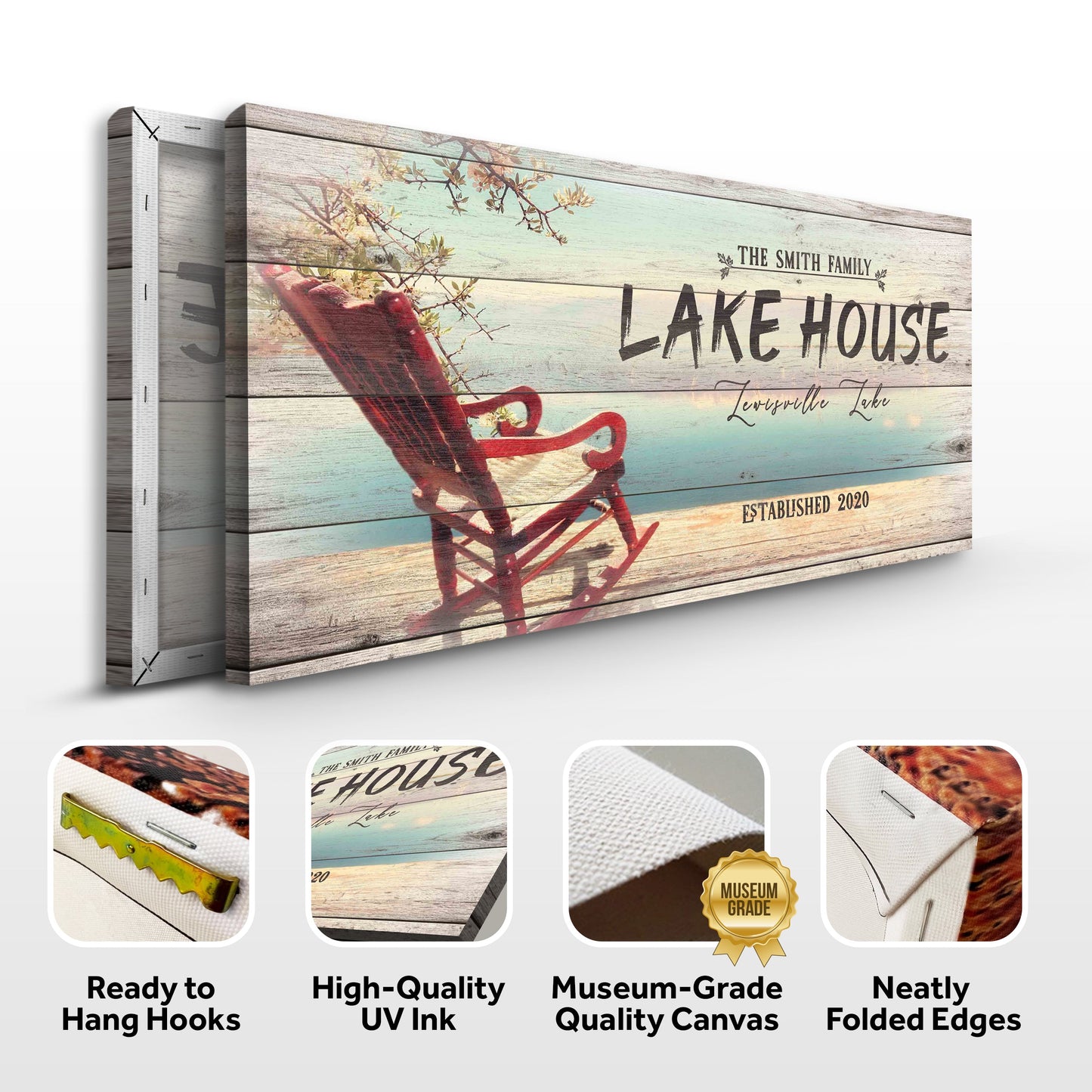 Vintage Lake House Sign canvas by Tailored Canvases on rustic weathered wood planks on Tampa Home & Garden Store