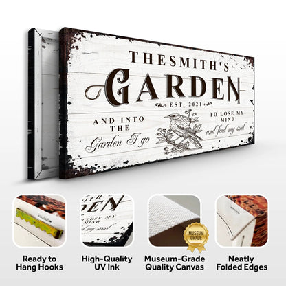 Family Garden Sign canvas by Tailored Canvases whitewashed wood panel brown typography on Tampa Home & Garden Store