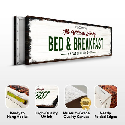 Welcome Bed And Breakfast Sign canvas with white wood background Tailored Canvases on Tampa Home & Garden Store