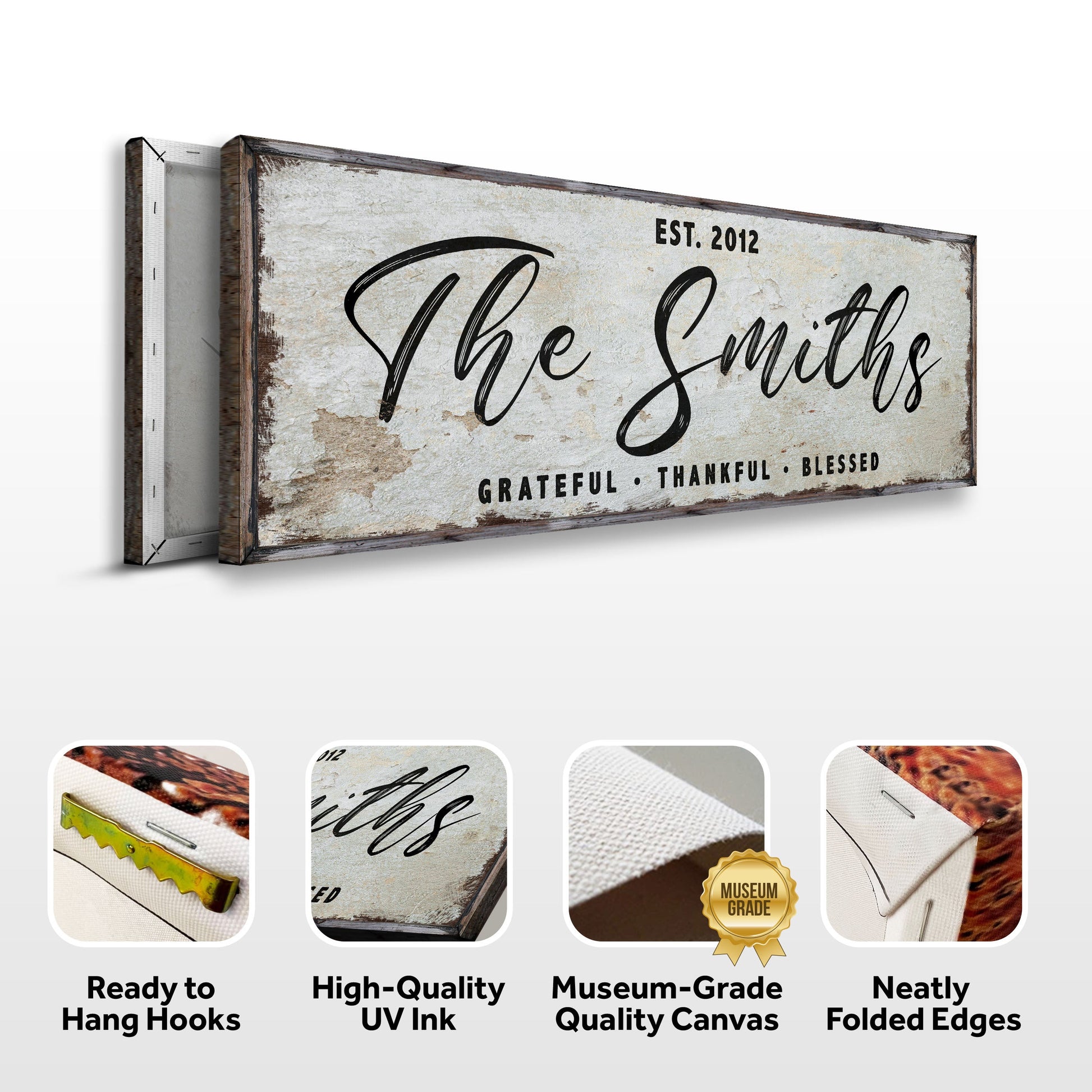 Thanksgiving Family Sign II canvas by Tailored Canvases, rustic distressed wood frame on Tampa Home & Garden Store