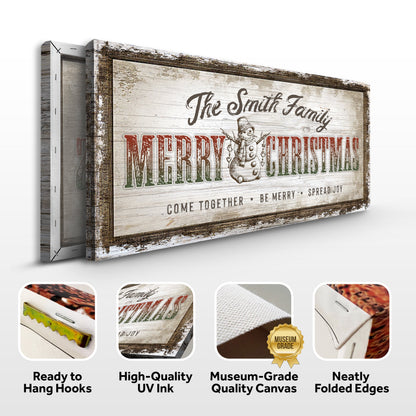 Merry Christmas Sign canvas by Tailored Canvases with rustic wood background on Tampa Home & Garden Store