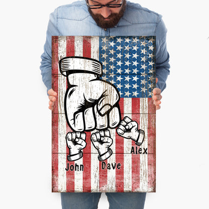 Canvas sign Dad Fist Bump Father's Day Gift by Tailored Canvases with distressed US flag on Tampa Home & Garden Store