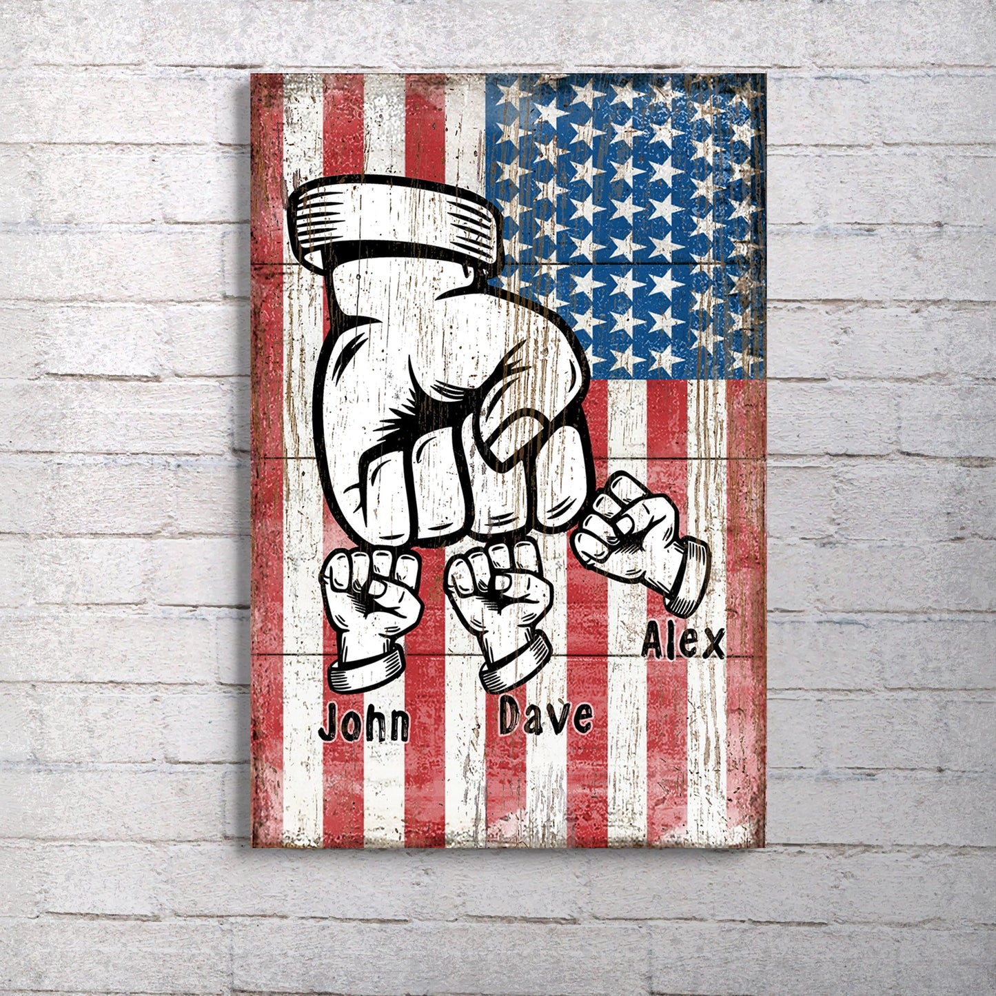 Dad Fist Bump canvas sign with flag backdrop and bold fist illustration Tailored Canvases on Tampa Home & Garden Store