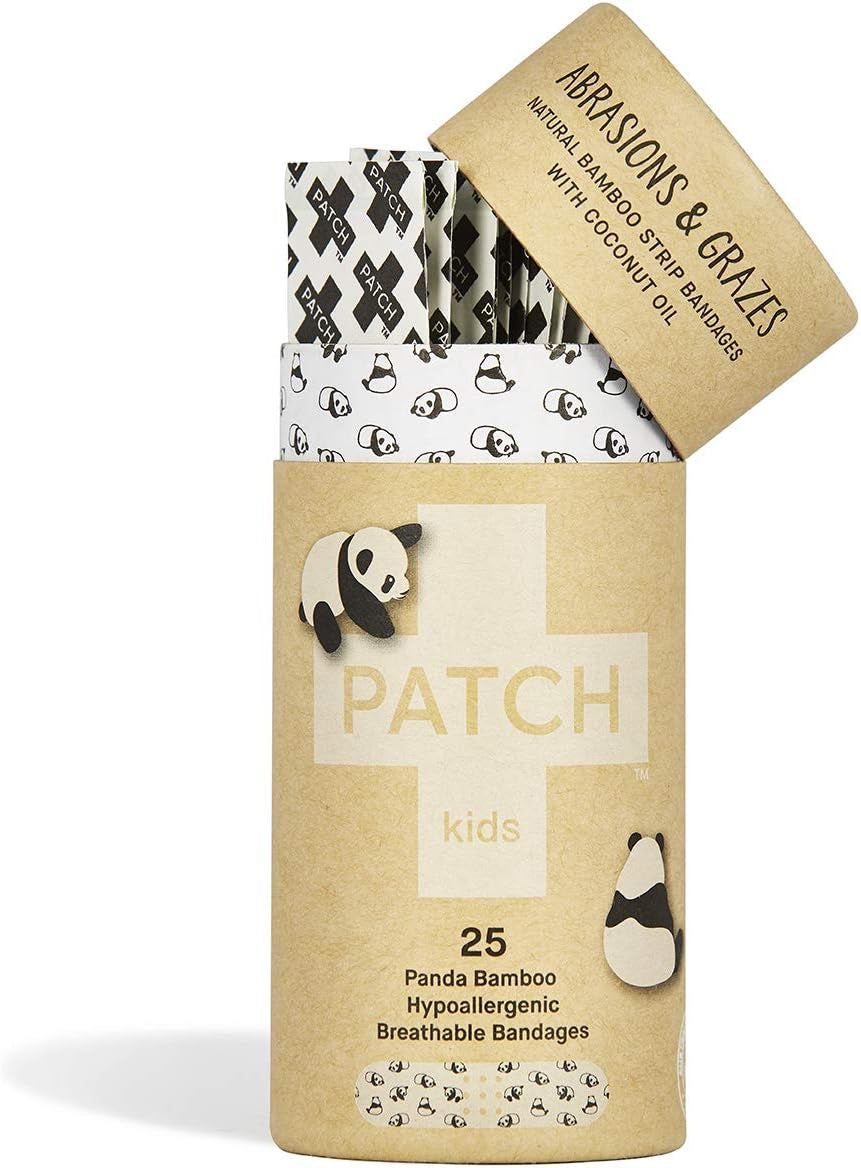 PATCH Kids Bamboo Bandages – Eco-Friendly, Hypoallergenic First Aid Strips with Coconut Oil – Biodegradable, Compostable, Latex-Free, Plastic-Free, 25 Count (Pack of 3) - Tampa Home & Garden Store