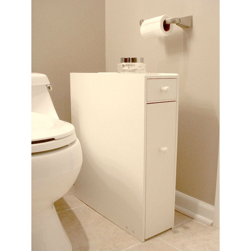 Mueble de baño de suelo que ahorra espacio con acabado de madera blanca