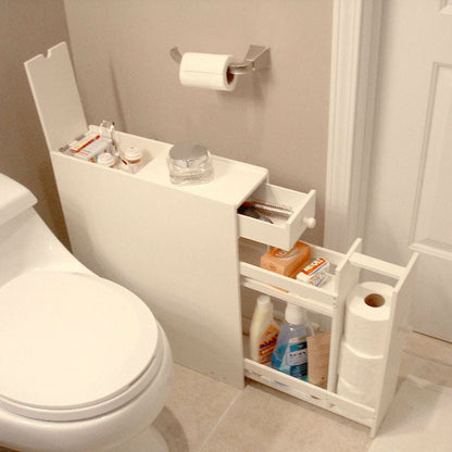 Mueble de baño de suelo que ahorra espacio con acabado de madera blanca