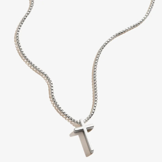 Cross necklace, sterling silver with curb chain pendant by ALEX AND ANI on Tampa Home & Garden Store