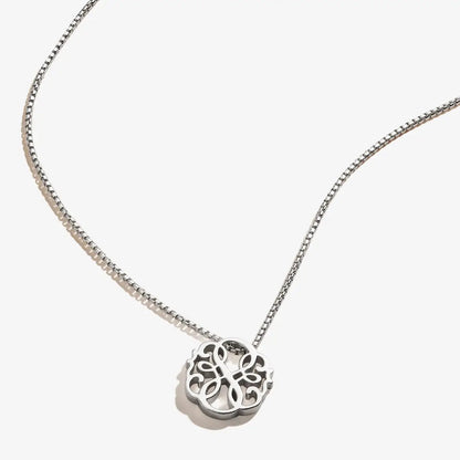 ALEX AND ANI Path of Life Necklace, Adjustable, silver-tone chain with a circular filigree pendant on Tampa Home & Garden Store
