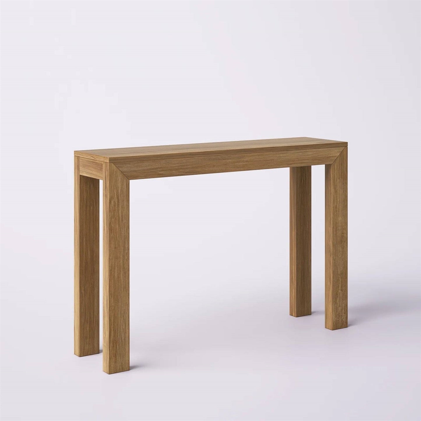 Mesa Consola/Mesa de Sofá Moderna de Madera Maciza con Acabado de Nogal Pecan Marrón Medio
