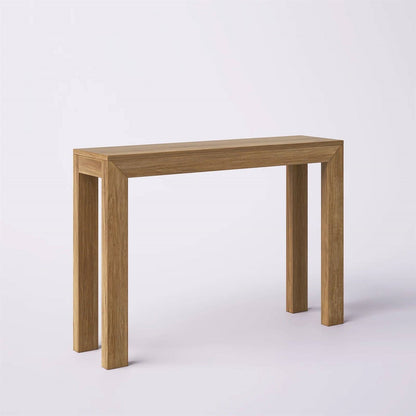 Mesa Consola/Mesa de Sofá Moderna de Madera Maciza con Acabado de Nogal Pecan Marrón Medio