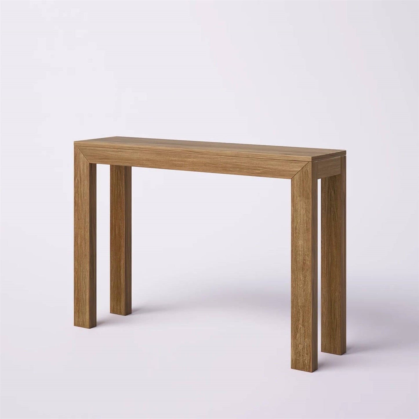 Mesa Consola/Mesa de Sofá Moderna de Madera Maciza con Acabado de Nogal Pecan Marrón Medio
