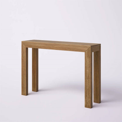 Mesa Consola/Mesa de Sofá Moderna de Madera Maciza con Acabado de Nogal Pecan Marrón Medio