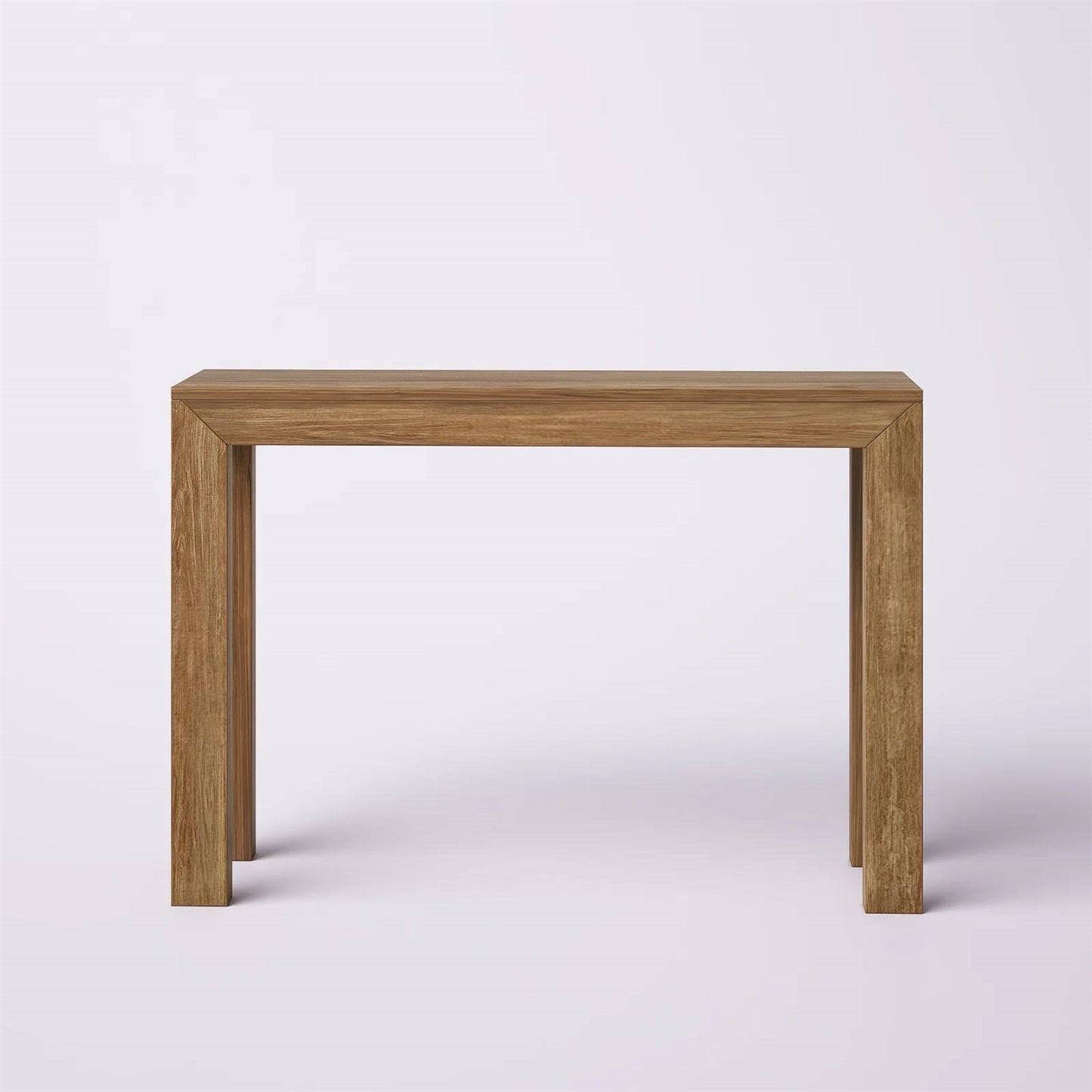 Mesa Consola/Mesa de Sofá Moderna de Madera Maciza con Acabado de Nogal Pecan Marrón Medio