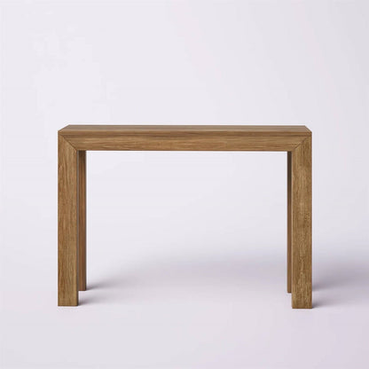 Mesa Consola/Mesa de Sofá Moderna de Madera Maciza con Acabado de Nogal Pecan Marrón Medio