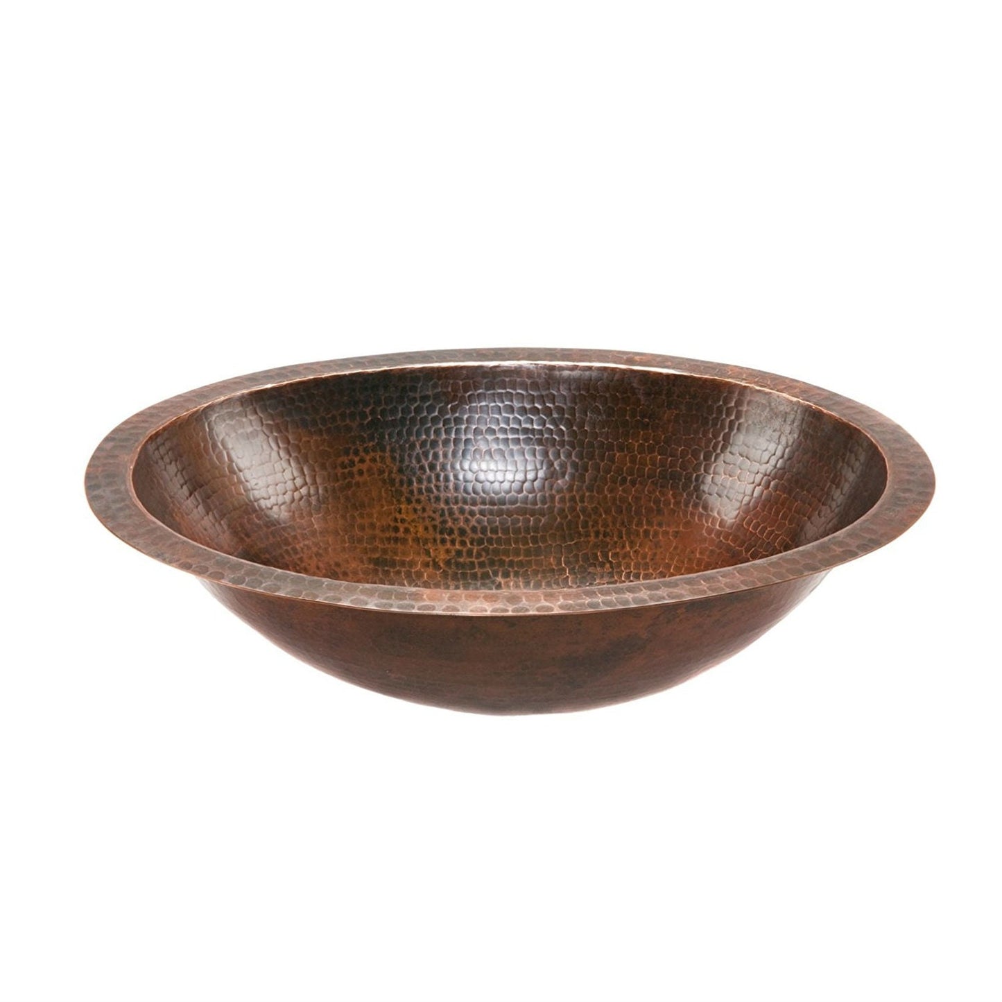 Lavabo ovalado de cobre martillado para baño 17 x 12 pulgadas