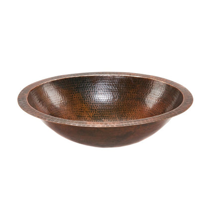 Lavabo ovalado de cobre martillado para baño 17 x 12 pulgadas