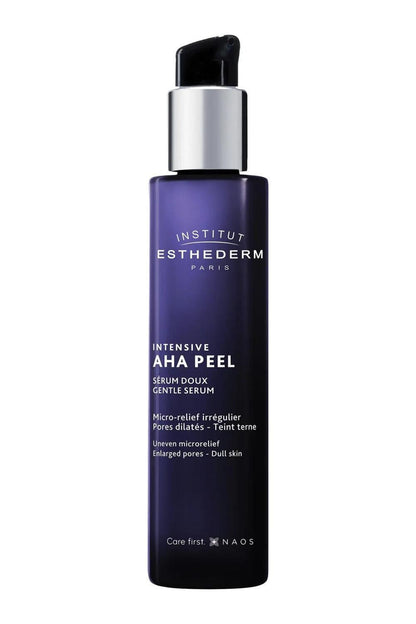 Face serum: Institut Esthederm Intensive AHA Peel, purple bottle with pump on Tampa Home & Garden Store