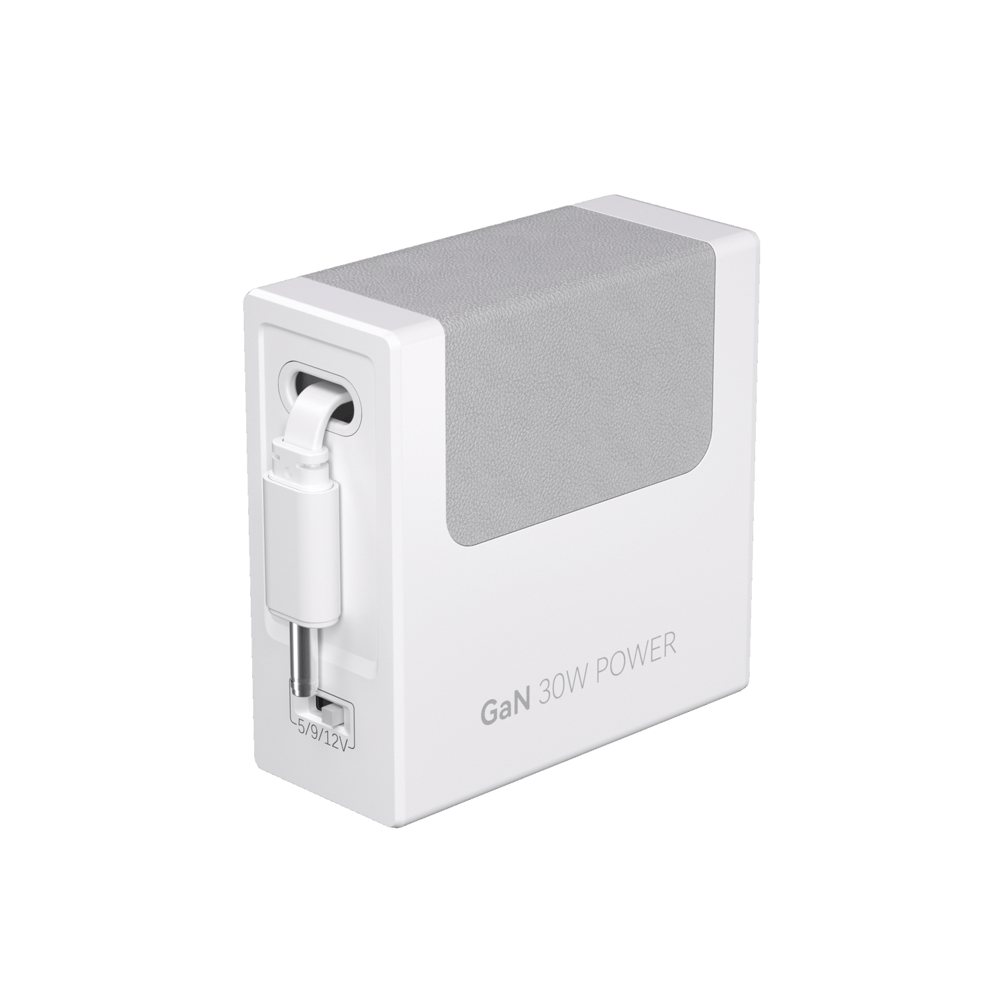 Gitryin 35W GaN dual-port retractable charger white with textured gray panel retractable plug on Tampa Home & Garden Store