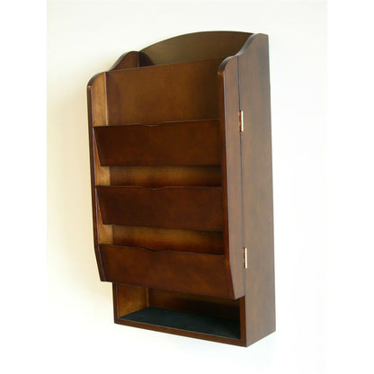 Organizador de cartas/correo para puerta/pared en nogal oscuro